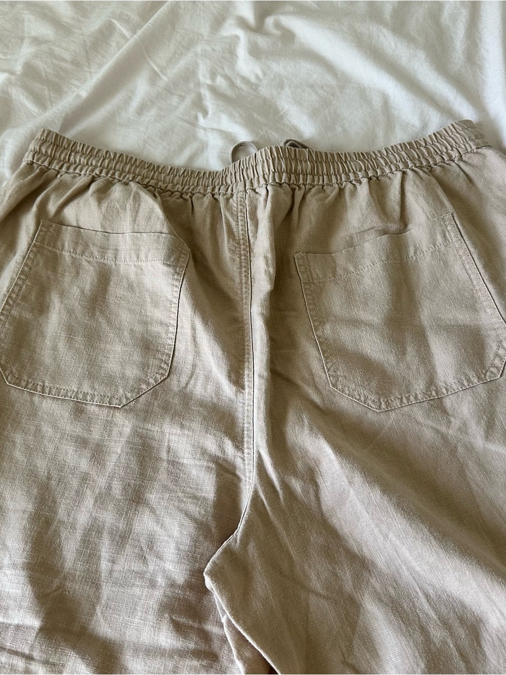 J.Crew Tan Linen Blend Pants Drawstring Elastic Waist Cropped Women’s Size XL - Picture 4 of 11